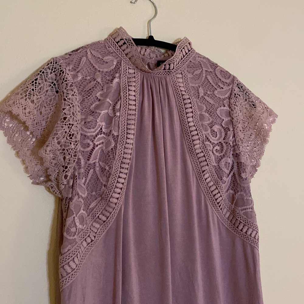 Lace knit viscose blouse mauve pink large ballet core work